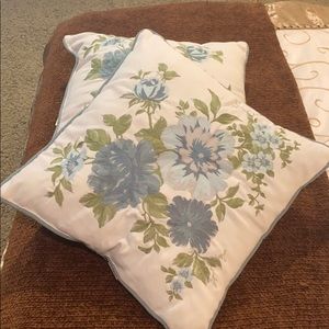Pier 1 Imports Blue embroidered flower pillows
